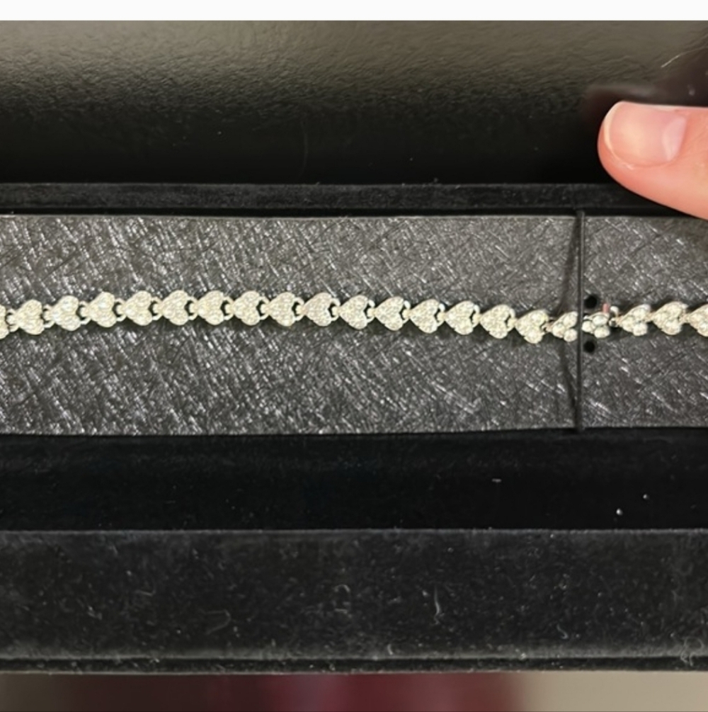 Badgley Mischka Silver Heart Bracelet and earrings set